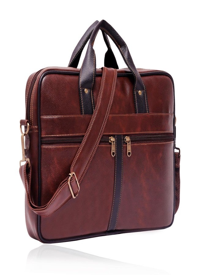 Bagneeds® Men's Brown PU Leather Laptop Messenger Bag Satchel for Men and Women - Elegant & Durable (Brown) - Image 1